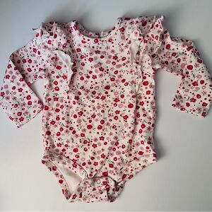 Adorable Pehr Ruffle Sleeve Floral Baby Bodysuit